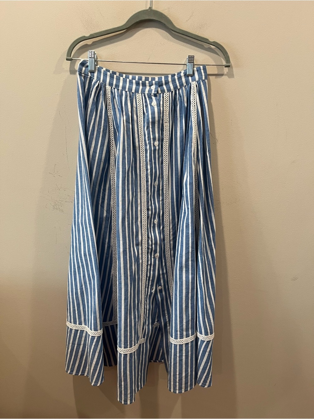 Sezane Nikita Skirt in Blue and White, Size 4 - Picture 2 of 6